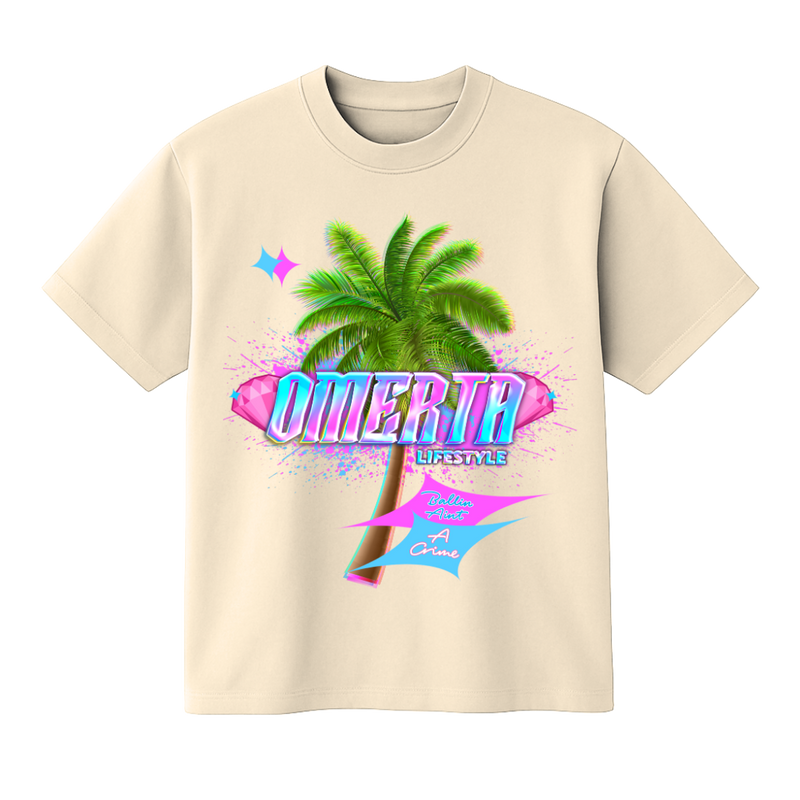 Omerta Lifestyle - Ballin' Ain't A Crime T-Shirt - Tan/Pink