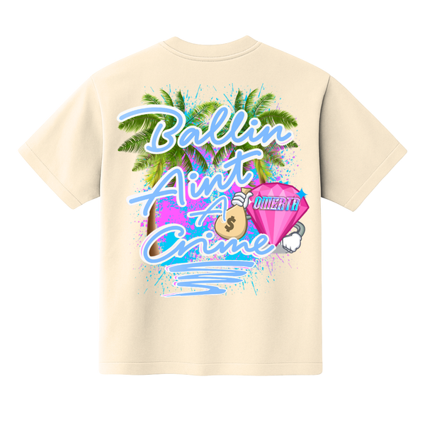 Omerta Lifestyle - Ballin' Ain't A Crime T-Shirt - Tan/Blue