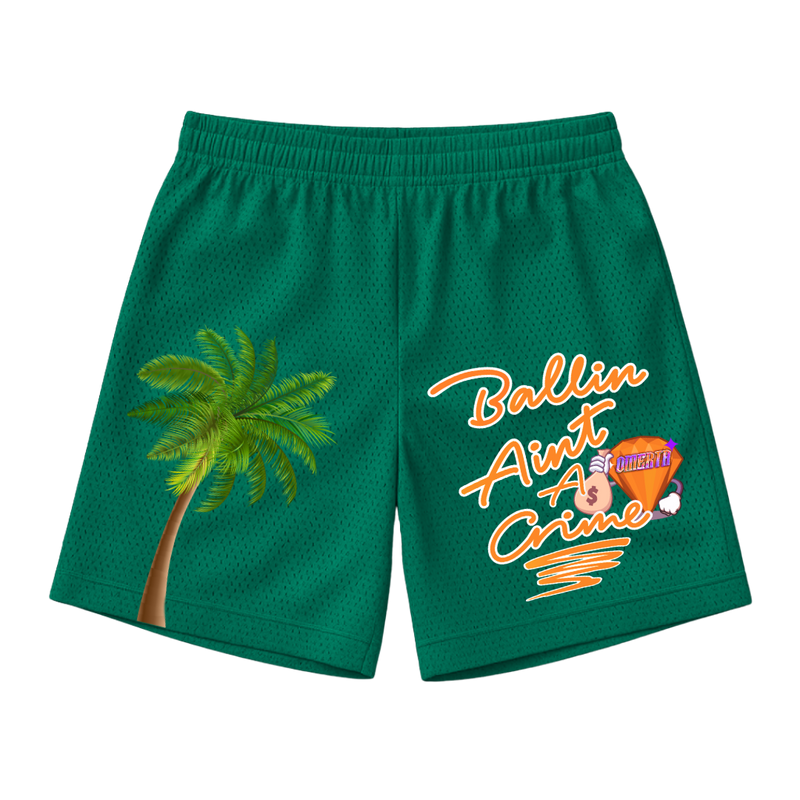 Ballin' Ain't A Crime Shorts - Green/Orange