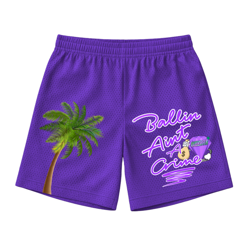 Ballin' Ain't A Crime Shorts - Purple