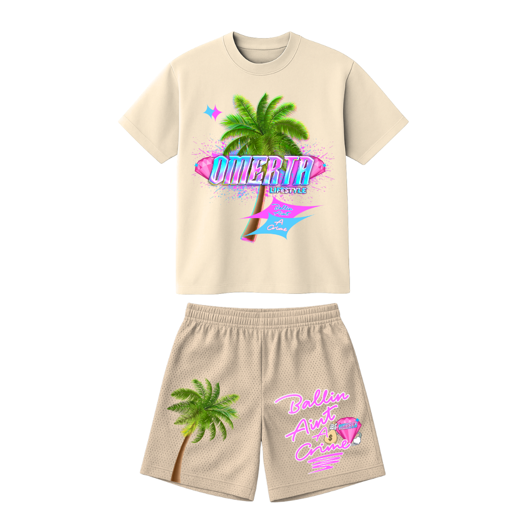 Omerta Lifestyle - Ballin' Ain't A Crime Set - Tan/Pink