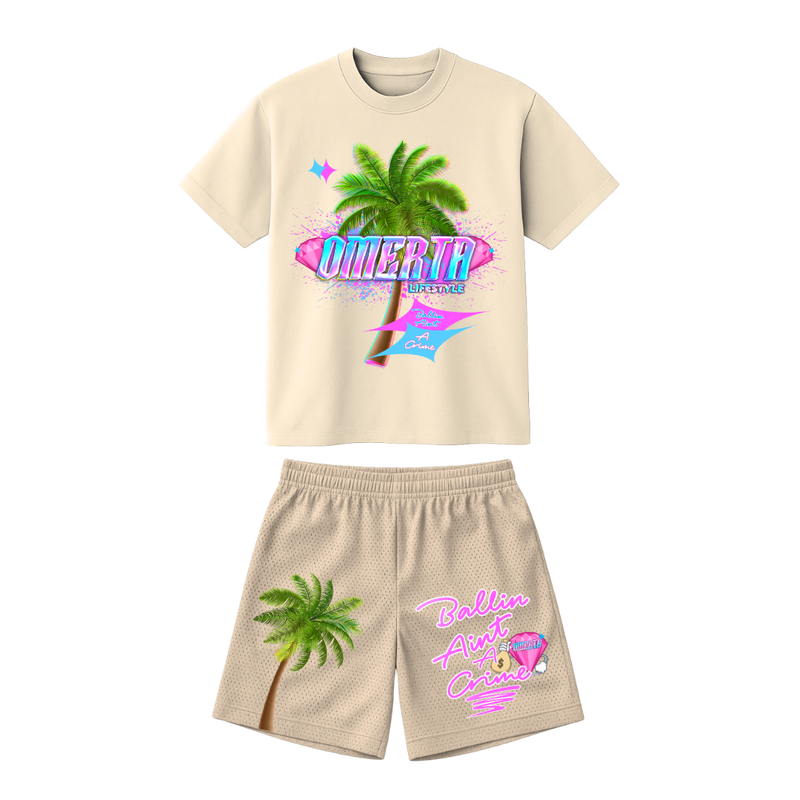 Omerta Lifestyle - Ballin' Ain't A Crime Set - Tan/Pink