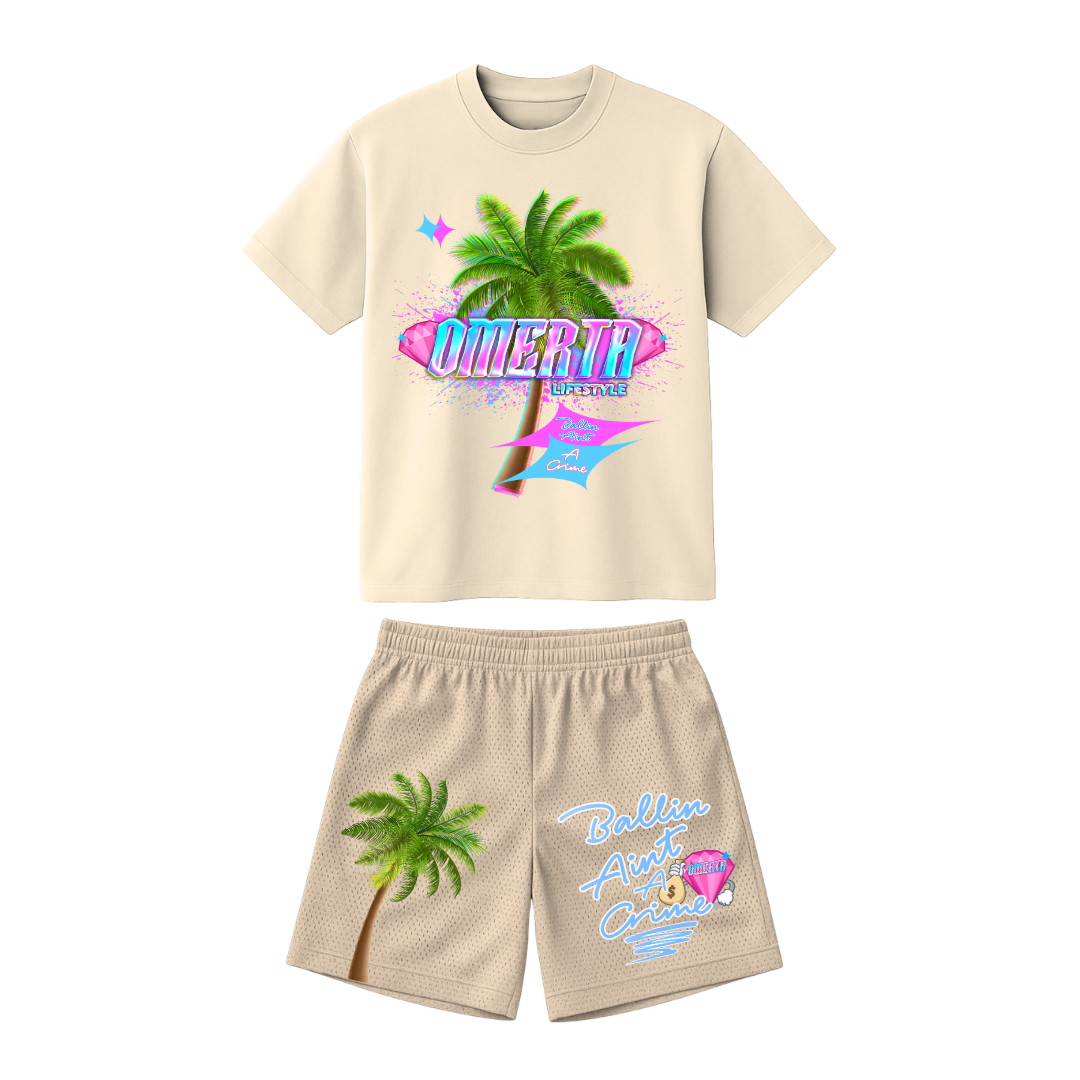 Omerta Lifestyle - Ballin' Ain't A Crime Set - Tan/Blue