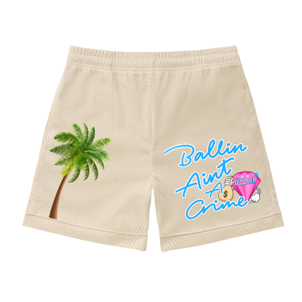 Omerta Lifestyle - Ballin' Ain't A Crime Shorts - Tan/Blue