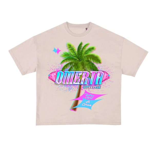 Omerta Lifestyle - Ballin' Ain't A Crime T-Shirt - Tan/Blue