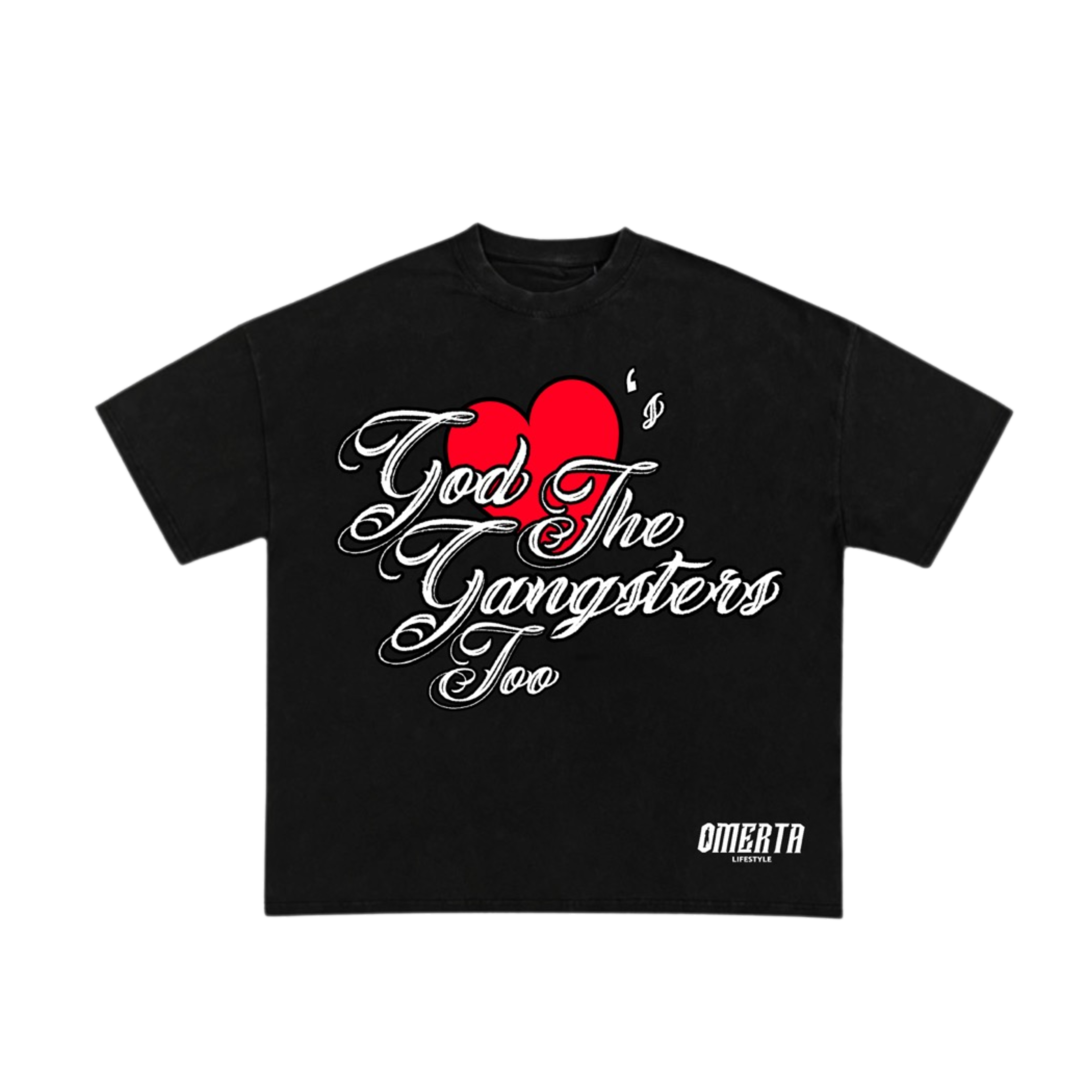 God Loves The Gangsters Too T-Shirt - Black