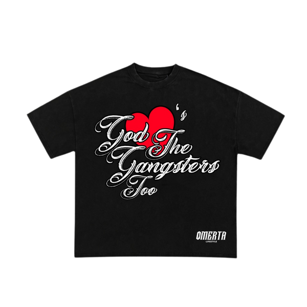 God Loves The Gangsters Too T-Shirt - Black