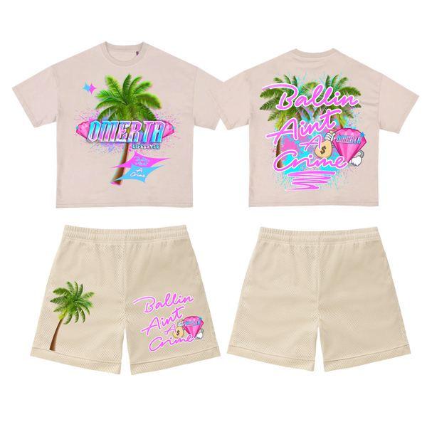 Omerta Lifestyle - Ballin' Ain't A Crime Set - Tan/Pink