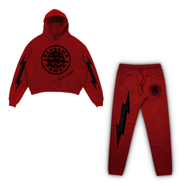 Omerta Lifestyle - Alabama Power Hoodie & Sweats Set - Red