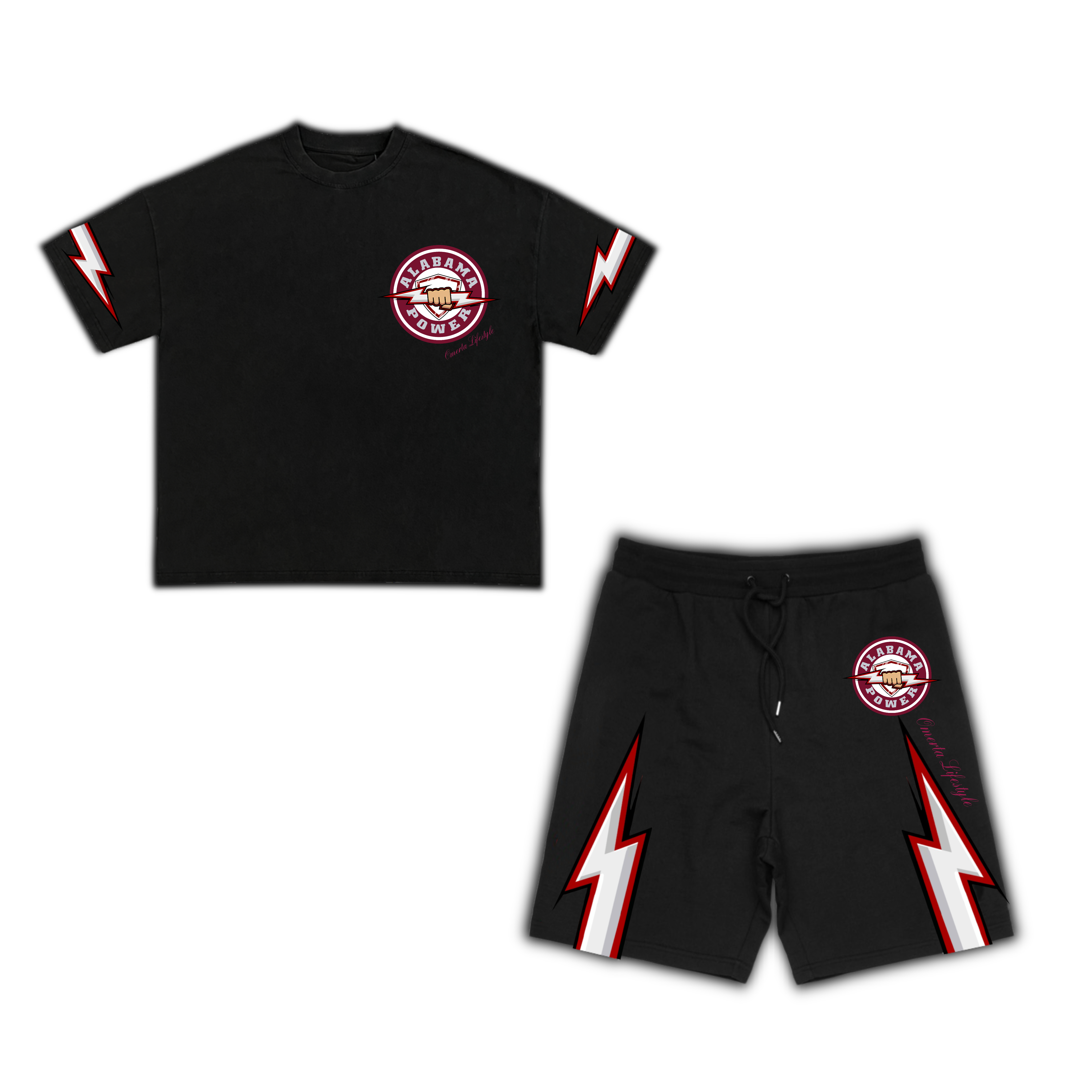 Omerta Lifestyle - Alabama Power Shirt & Shorts Set - Black