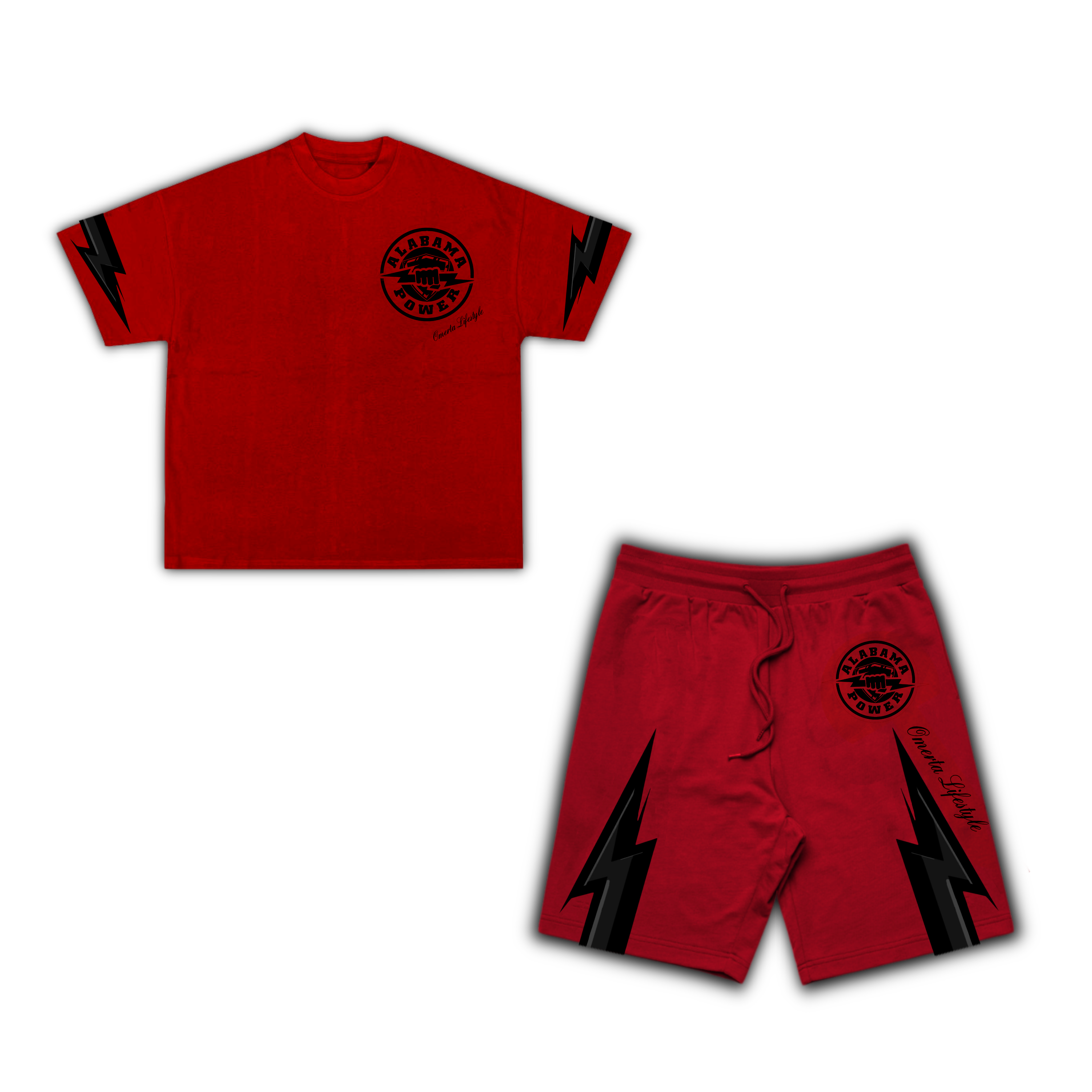 Omerta Lifestyle - Alabama Power Shirt & Shorts Set - Red