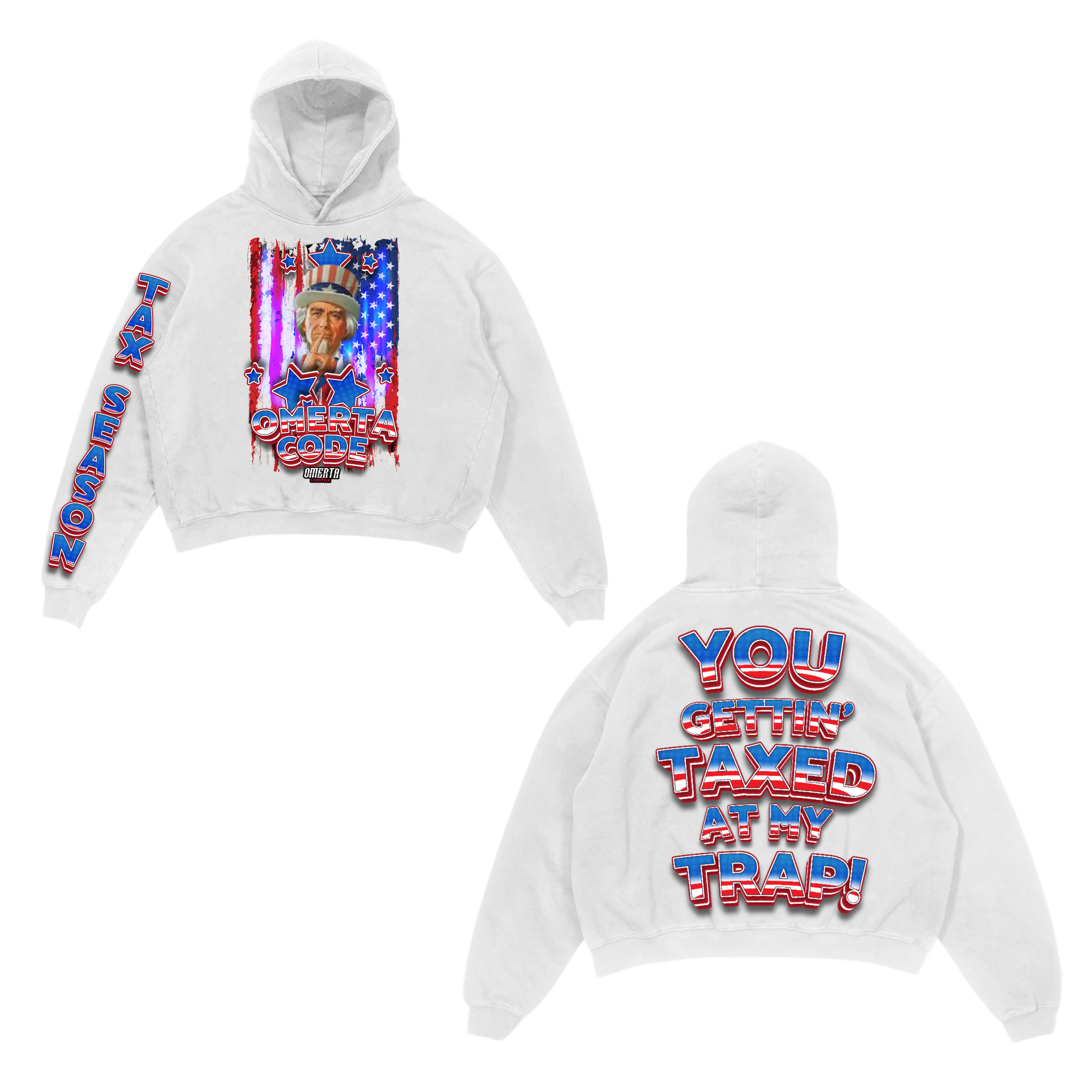 Omerta Lifestyle - UncleSam Hoodie - White