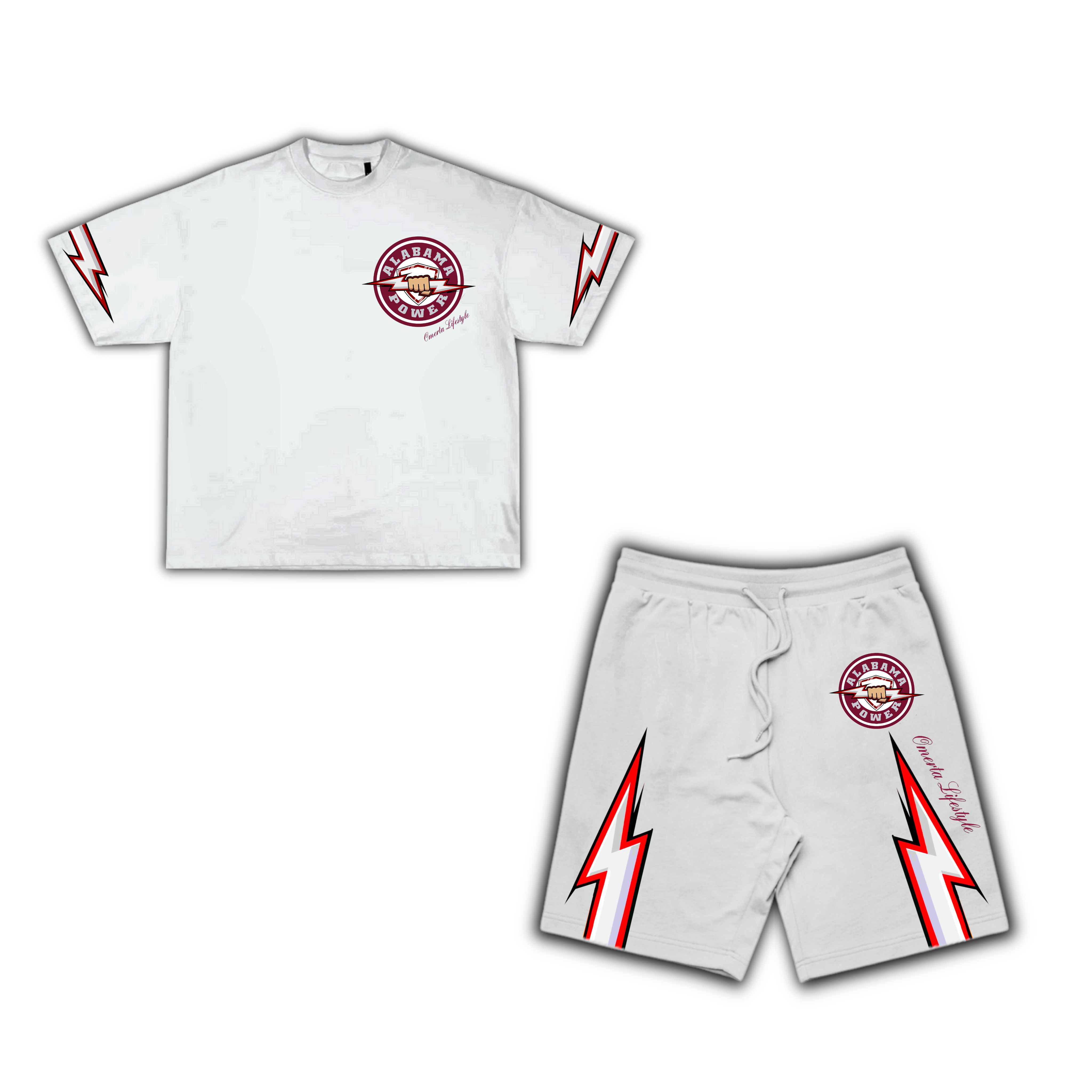 Omerta Lifestyle - Alabama Power Shirt & Shorts Set - White